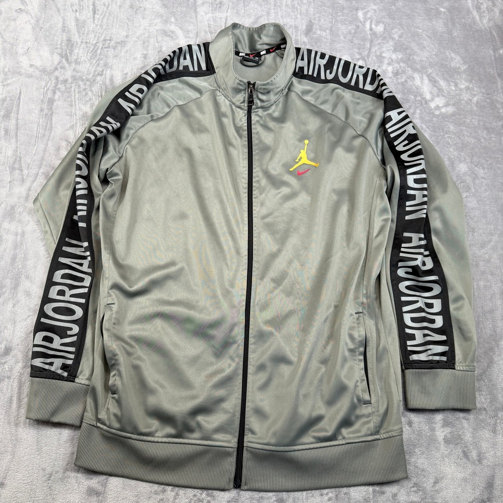 Nike Air Jordan Track Jacket Mens 3XL Gray Full Zip Sleeve Taping Jumpman Logo